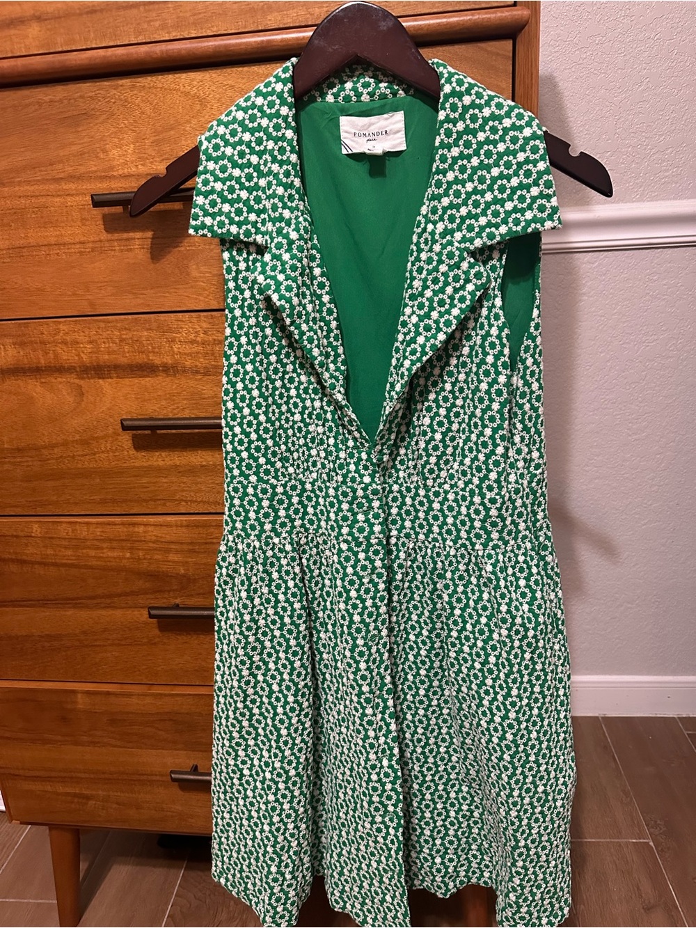Tuckernuck Green and White Floral Sleeveless Mini Dress